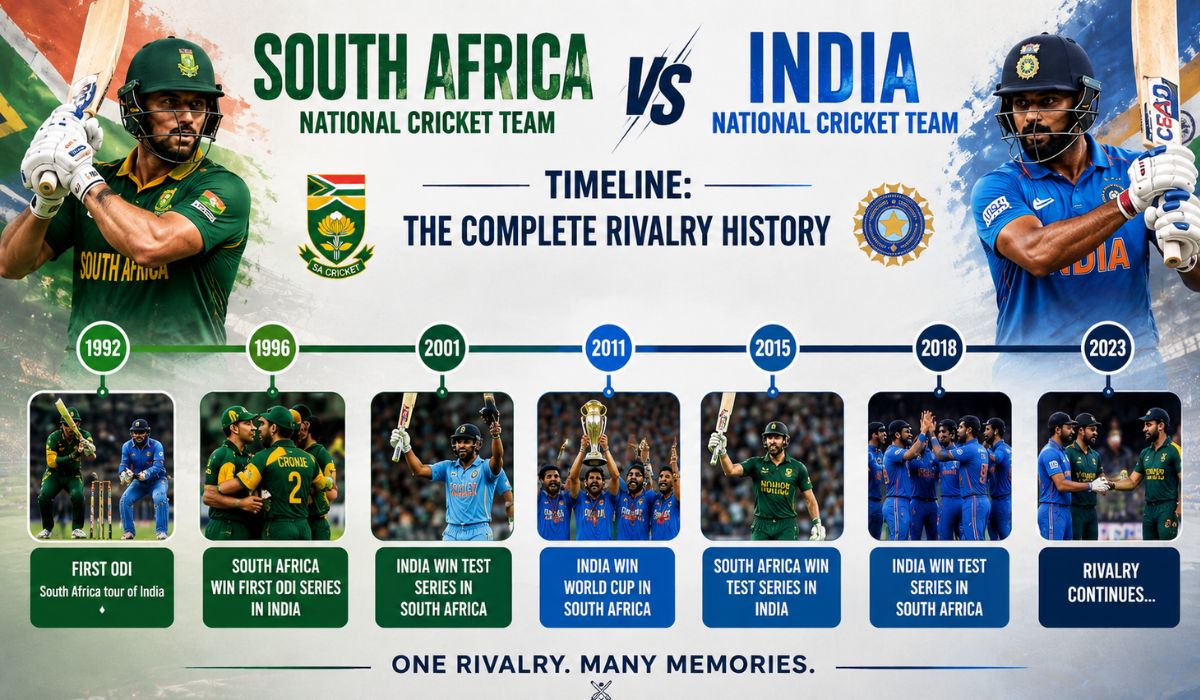 South Africa National Cricket Team vs India National Cricket Team Timeline (1)